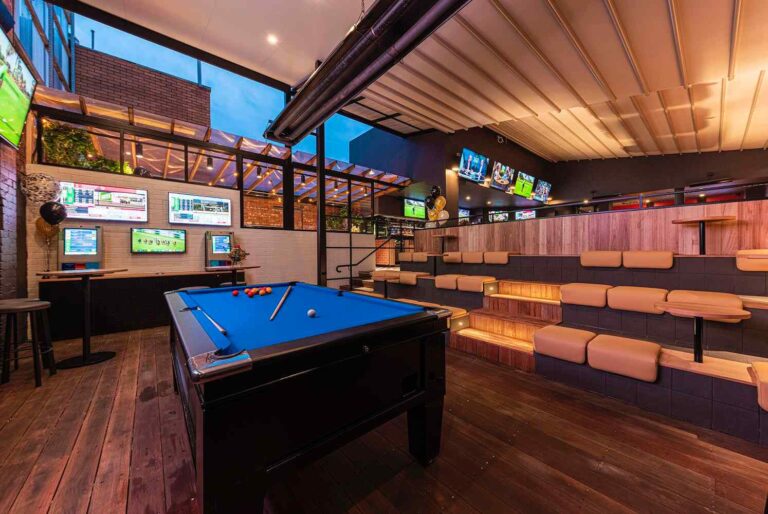 Sporting Globe Geelong Fitout with 8 ball table and Sports Tv Screen